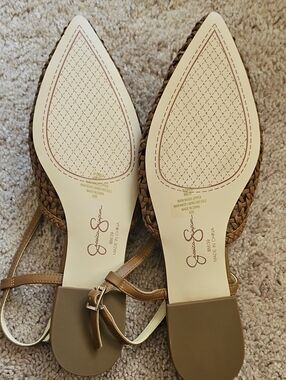 Jessica Simpson Woven Tan Slingback Sandals with Buckle